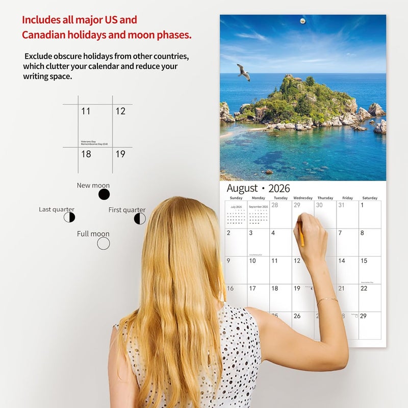 windrio 2026 Wall Calendar,Calendar 2026, November 2025 - December 2026, Wall Calendar Italy, 12" x 24" Opened,Full Page Months Thick & Sturdy Paper for Calendar Organizing & Planning - Image 5